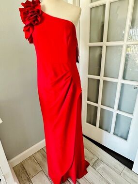 Xscape One-Shoulder Red Dress